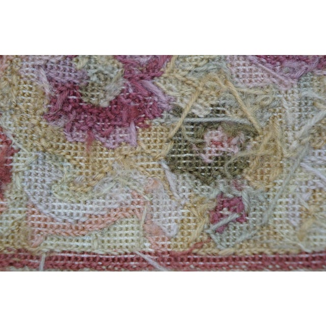 Vintage Floral Rose Needlepoint Textile Tapestry Area Rug 66" For Sale - Image 13 of 17