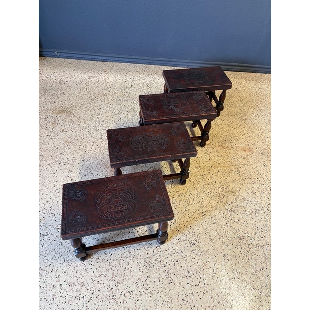 Hard to find a set of four stools to use around a coffee table for game night or tea and coffee. They can also be used as...