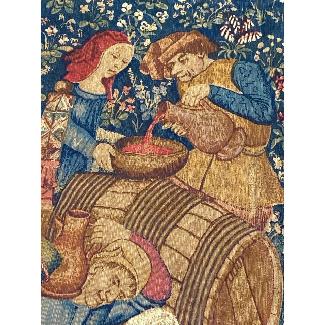 Beige Vintage French Hand Printed Tapestry For Sale - Image 8 of 18