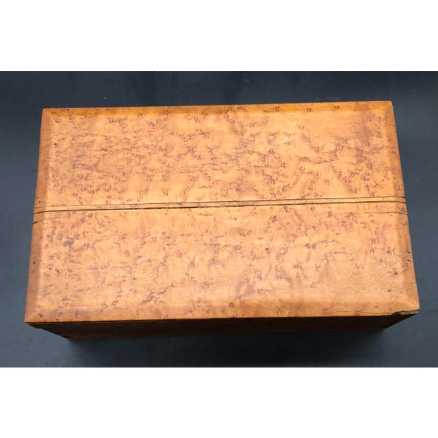 Chestnut 19 Century Birds Eye Maple American Wood Box, Hinged Lid For Sale - Image 8 of 17