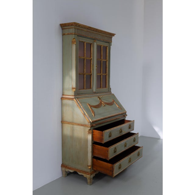 Danish Gustavian Green Secretaire Cabinet, 1780s For Sale - Image 11 of 18