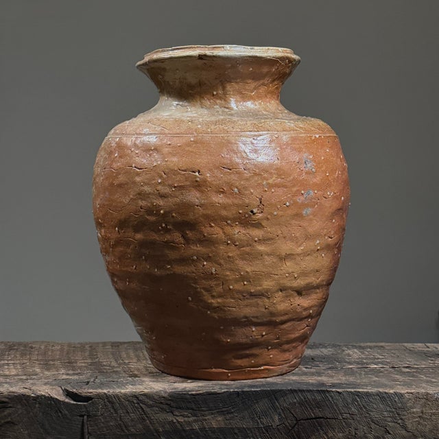 Antique Large Japanese Shigaraki Natural Ash Stoneware Vessel Origin: Shigaraki, Shiga Prefecture Medium: Stoneware with...