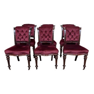 Antique Victorian Mahogany Chairs, 1800s, Set of 6 For Sale