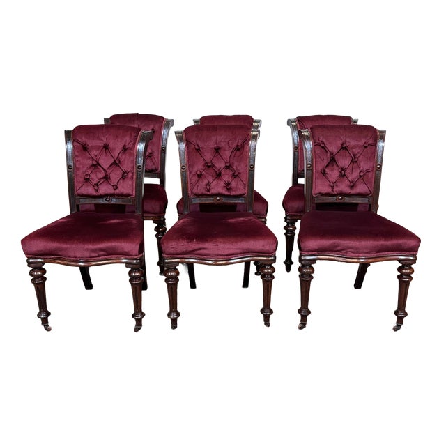 Antique Victorian Mahogany Chairs, 1800s, Set of 6 For Sale