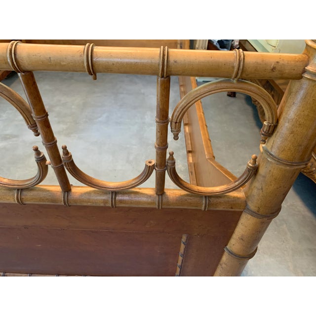 Tan Victorian Birdseye Maple Faux Bamboo Bed R J Horner For Sale - Image 8 of 12