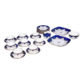 28 Piece Antique 8 Person Afternoon Tea & Tiffin Set, English Ceramic, Victorian For Sale
