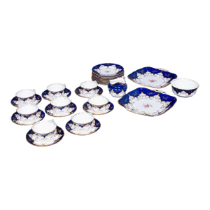 28 Piece Antique 8 Person Afternoon Tea & Tiffin Set, English Ceramic, Victorian
