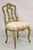 Antique Italian Venetian Green Floral Hand Painted Dining Side Chairs - Set of 4. Set features hand painted details,...