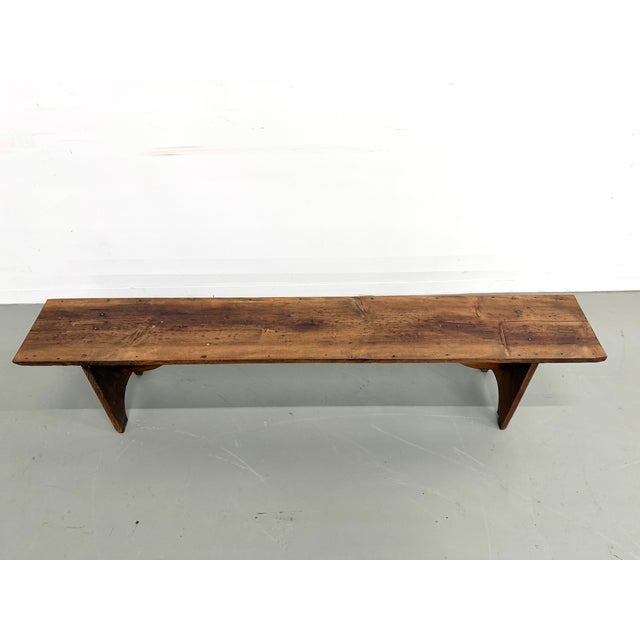 Large Farm Bench in Varnished Pine, 1950s For Sale - Image 10 of 14