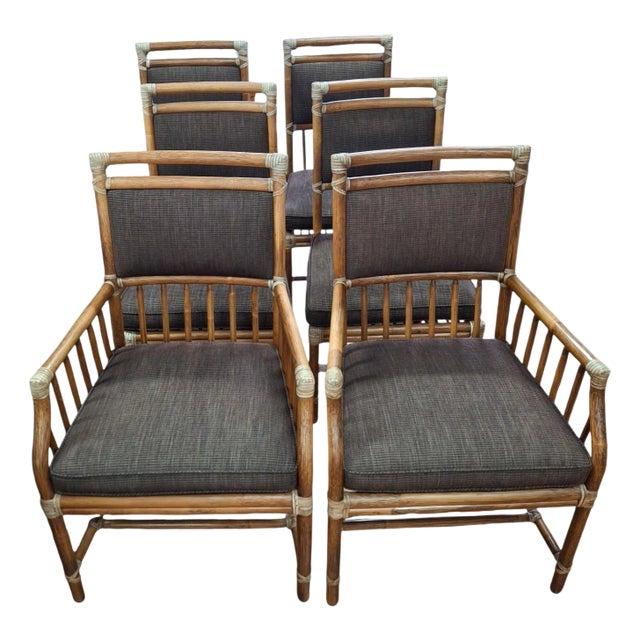 Set of 4 McGuire Bamboo Dining Side Chairs For Sale
