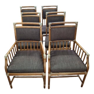Set of 6 McGuire Bamboo Dining Chairs For Sale