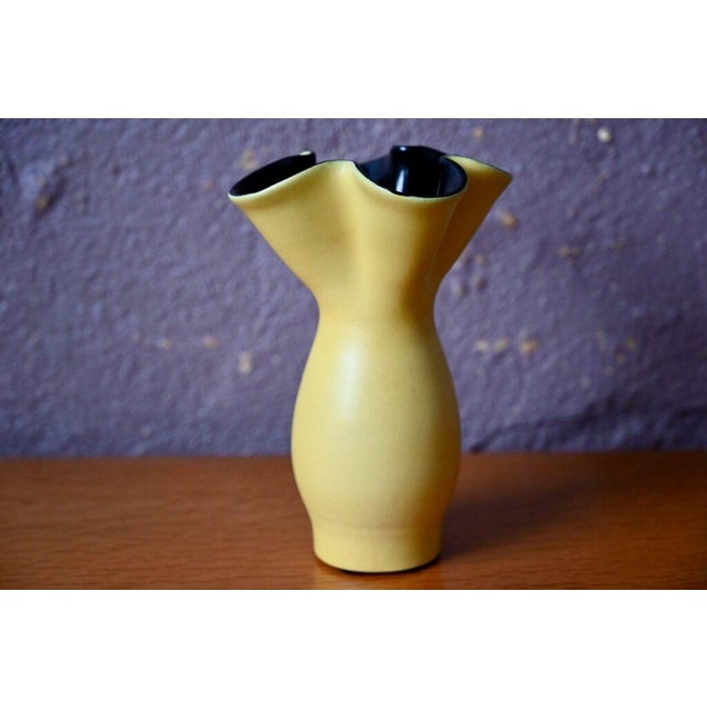 Vintage Two-Tone Yellow and Black Vase by Fernand Elchinger, 1950s For Sale - Image 9 of 10
