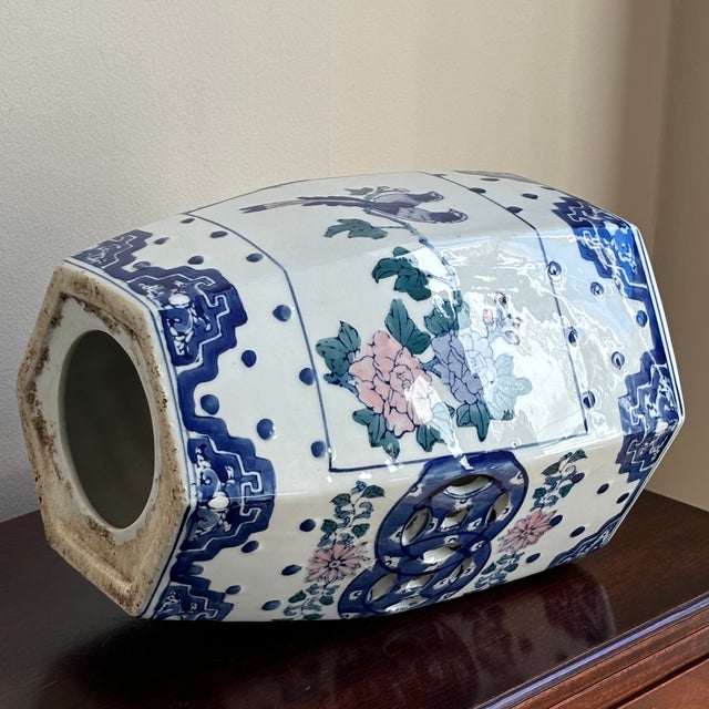Late 20th Century Petite Chinoiserie Porcelain Garden Stool For Sale - Image 12 of 12