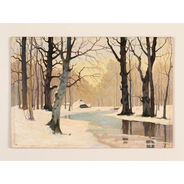 Winter Forest, Early 20th-Century, Oil on Plate, Framed For Sale - Image 4 of 10