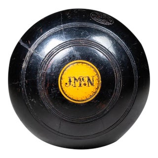 19th C. Monogrammed Bone Inlaid English Lawn Ball c.1895 For Sale