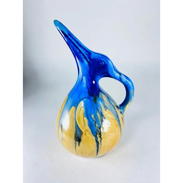 Blue Flamed Pitcher and Sandstone Vase by Gilbert Metenier, Set of 2 For Sale - Image 8 of 11