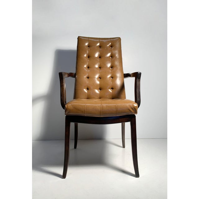 Mid-Century Modern Elegant Pair of Vintage High Back Dunbar Edward Wormley Style Arm Chairs For Sale - Image 3 of 10