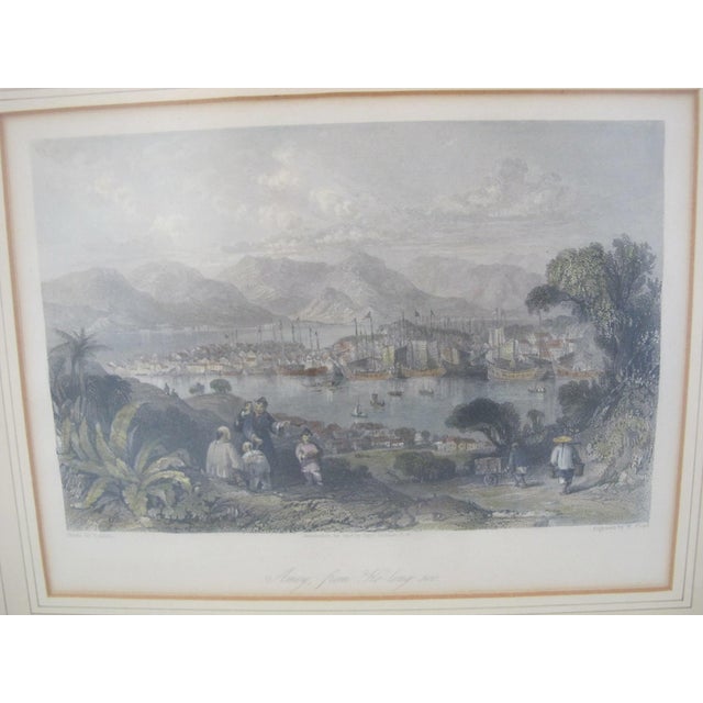 Antique hand colored steel engraving titled "Amoy, from Ko-long-soo" (Xiamen from Gulangyu Island), by W. Floyd, as marked...