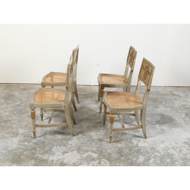 18th Century Set of Four French 18th Century Painted Side Chairs with Liberal Arts Allegory For Sale - Image 5 of 10