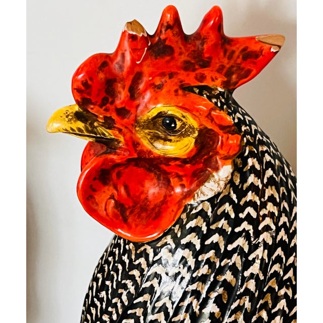 Vintage Zaccagnini Terra Cotta Italy Rooster Hen Figurines a Pair For Sale - Image 10 of 12