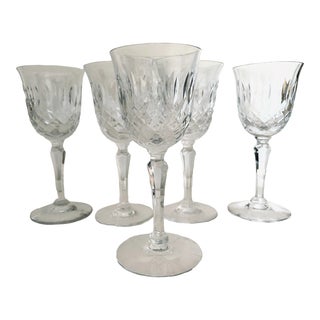 Vintage Tiffin Franciscan Elyse Crystal Wine Glasses- Set of 5 For Sale