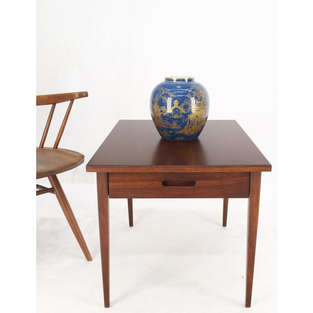 Knoll Risom One Drawer Oiled Walnut Tapered Legs End Side Table Stand Decor Mint For Sale - Image 16 of 16