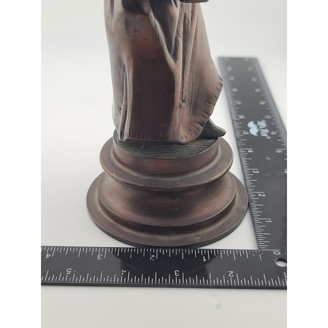 Antique French Bronze Peasant Girl Figurine c.1900 Art Nouveau 8” Statue For Sale - Image 15 of 15