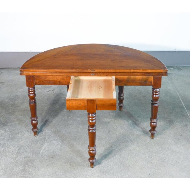 Wood Half-Moon Opening Console Table in Walnut, 1800 For Sale - Image 7 of 18