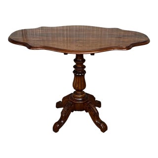 20th Century Spanish Mariano Garcia Carved Pedestal Center Table For Sale