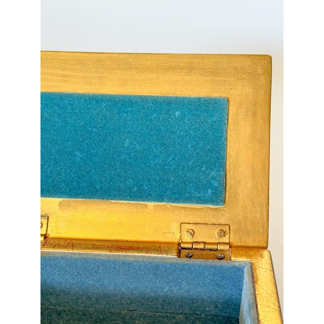 Wood Vintage Gilt Wood and Eglomise Velvet Lined Box For Sale - Image 7 of 12