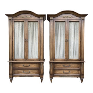 White Fine Furniture Italian Provincial Bedroom Armoires - a Pair For Sale