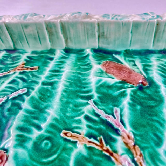 Ceramic Josiah Wedgwood & Sons Majolica Seal Handled Ice-Cream Tray For Sale - Image 7 of 12