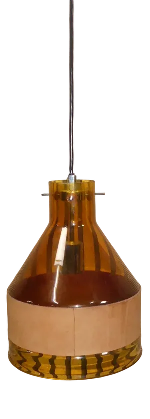 Glass Hanging Lamp with Leather from J.T. Kalmar, 1970s