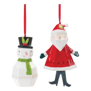 Whimsical Santa and Snowman Ornament (Set of 6) For Sale