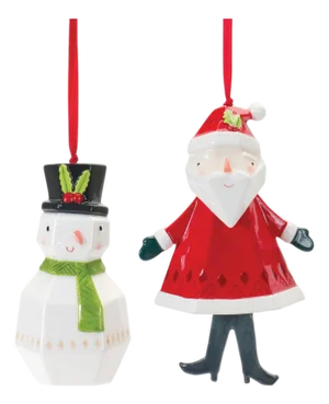 Whimsical Santa and Snowman Ornament (Set of 6)