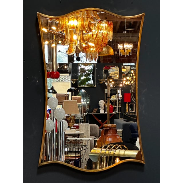 1970s Vintage Italian Sculptural Brass Wall Mirror Italy 1970s For Sale - Image 5 of 7