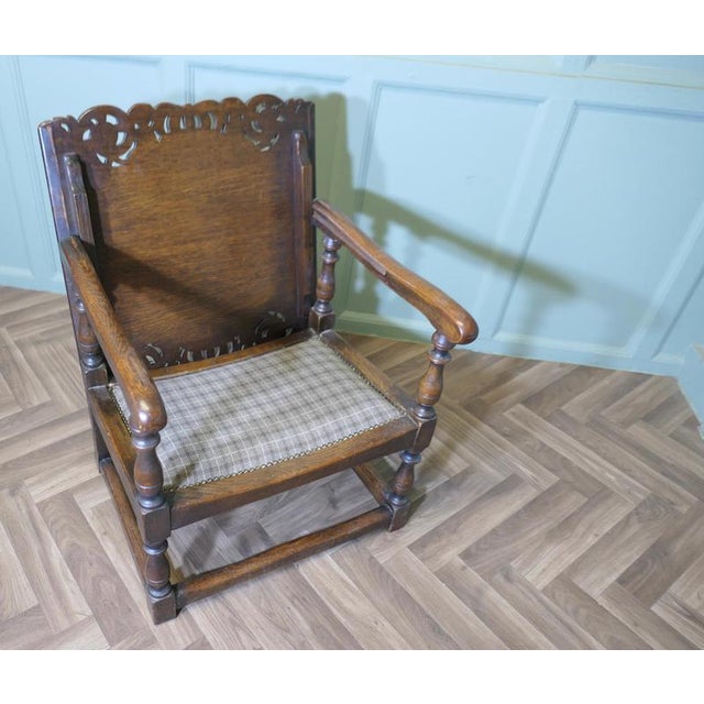 Wood Art Deco Oak Monks Bench, 1930s For Sale - Image 7 of 8