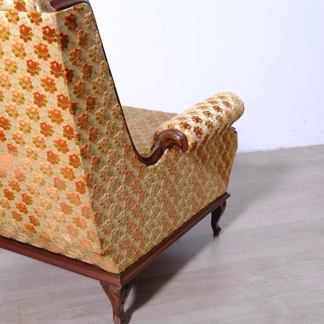 Wood Vintage Regency Italian Velvet Armchairs, 1950s, Set of 2 For Sale - Image 7 of 12