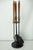 Mid-Century Modern Vintage Mid Century Modern Fireplace Tool Set Wood Handles Brass Black Iron For Sale - Image 3 of 10