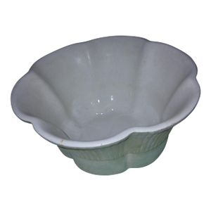 Vintage Turquoise Ruffled Matte Glaze Ceramic Planter