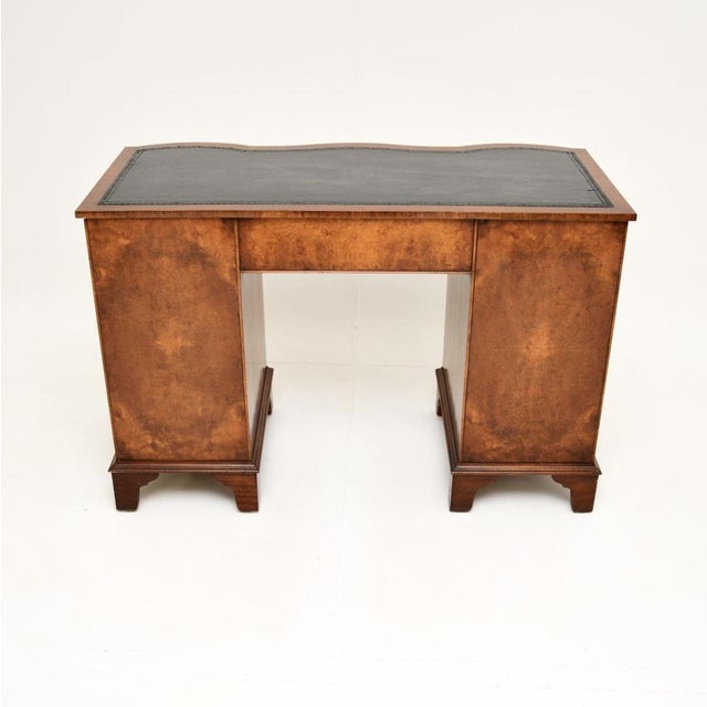 Burr Walnut and Leather Top Pedestal Desk, 1930s For Sale - Image 6 of 11