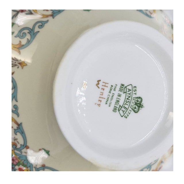 Vintage Aynsley “Henley” Fine Bone China Creamer & Sugar Bowl – Gold Trim English Tea Service Set For Sale - Image 9 of 9