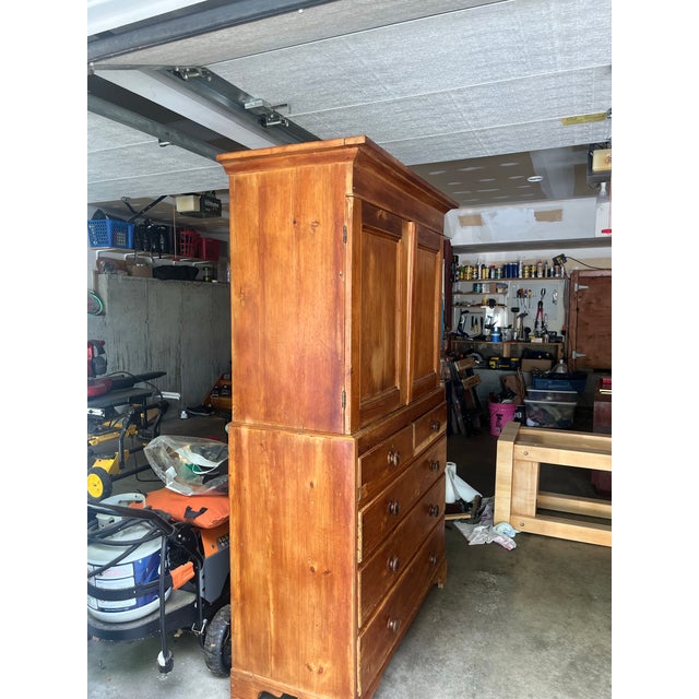 English 19th Century English Pine Linen Press (C. 1840) For Sale - Image 3 of 9