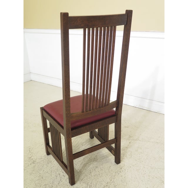 1990s Vintage Stickley Mission Oak High Back Dining Room Chairs Set of