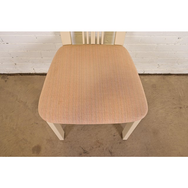 Wood Italian Modern Cream Lacquered High Back Dining Chairs, Set of Six For Sale - Image 7 of 15