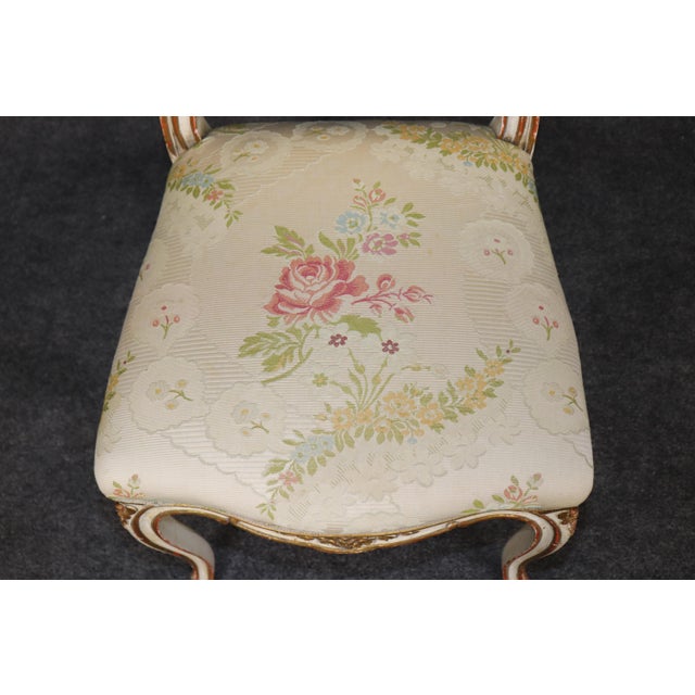 Cream Set 4 Louis XV Style Paint Decorated French Dining Room Chairs For Sale - Image 8 of 18