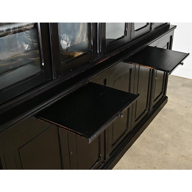 English Antique Painted & Ebonized Large Bookcase For Sale - Image 12 of 14