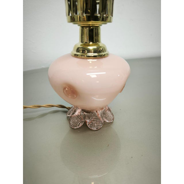 Pink Murano Lamp with Amber Glass, 1950s, in Very Good conditions. Designed 1950 to 1959 European Plug (up to 250V).The...