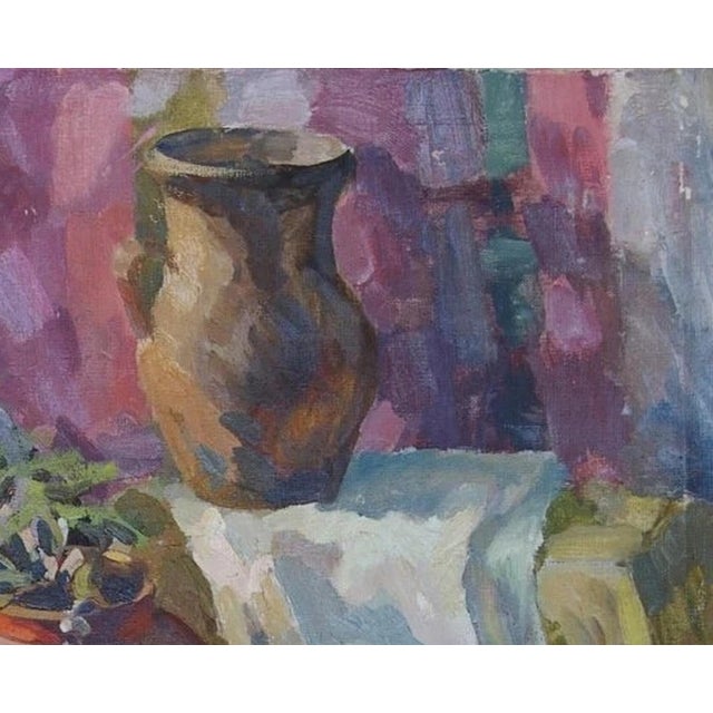 Realism Antique Still Life Oil Painting: Flowers and Food, Ukrainian Art 52-64 For Sale - Image 3 of 6