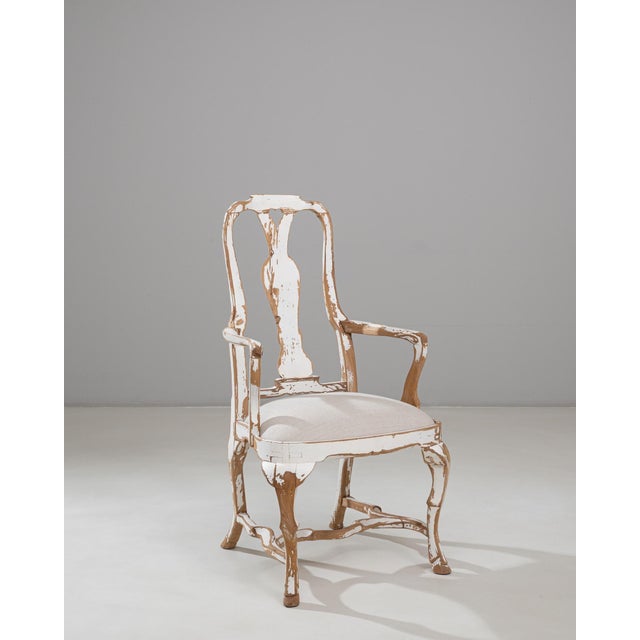 Wood 20th Century Swedish Rococo Revival Wood Patinated Dining Chair For Sale - Image 7 of 18